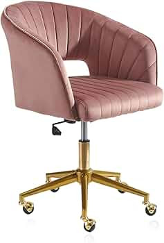 Qtivii Velvet Adjustable Swivel Office Chair with Gold Base, Home Office Desk Chair for Living Ro... | Amazon (US)