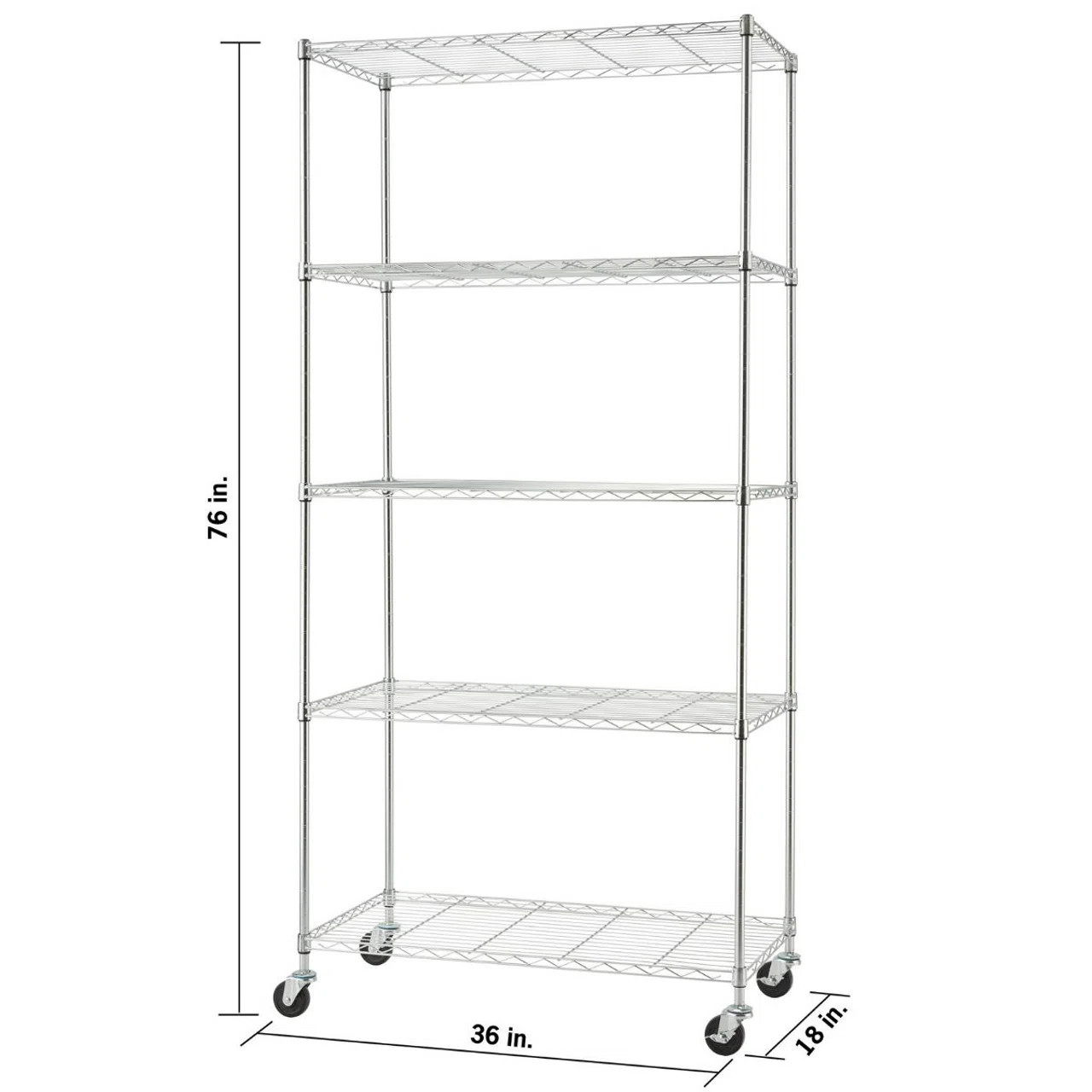 TRINITY EcoStorage 5-Tier NSF Steel Wire Shelving Unit w/ Wheels (36 in. W x 18 in. D) | Wayfair North America