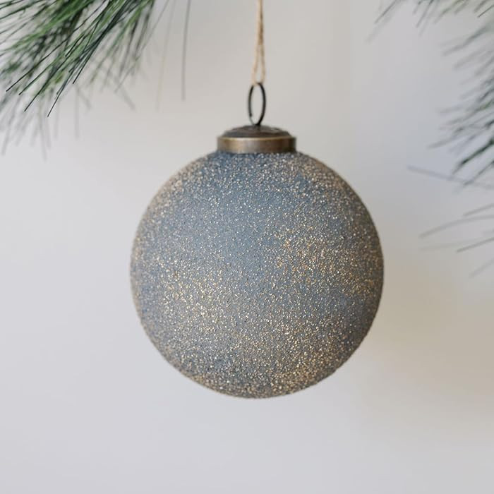 CG Hunter Holiday Collection- 4" Blue & Gold Textured Set-of-4 Christmas Tree Ornaments, Premium | Amazon (US)