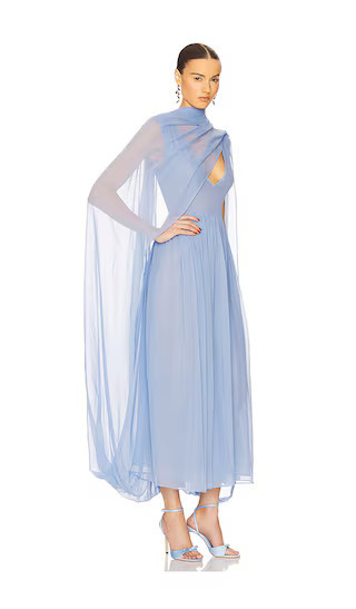 Helsa The Sabine Dress in Silk Chiffon in Blue. - size XS | Revolve Clothing (Global)