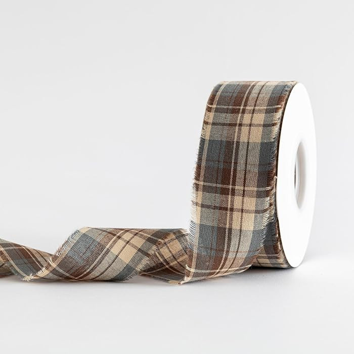 Frayed Plaid Cotton Ribbon for Gift Wrapping Handmade 25 Yds | Amazon (US)