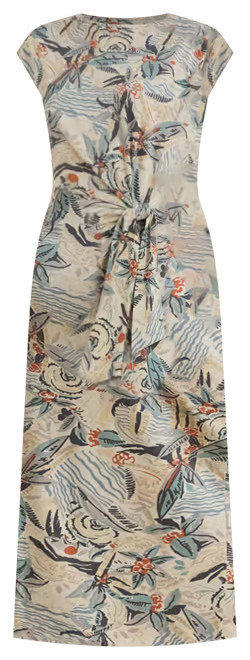 Lauren Ralph Lauren Women's Tie-Front Print Boatneck Midi Dress - Macy's | Macy's