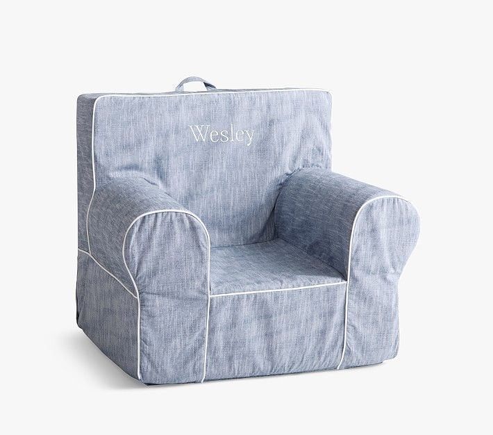 Kids Anywhere Chair®, Chambray with White Piping | Pottery Barn Kids