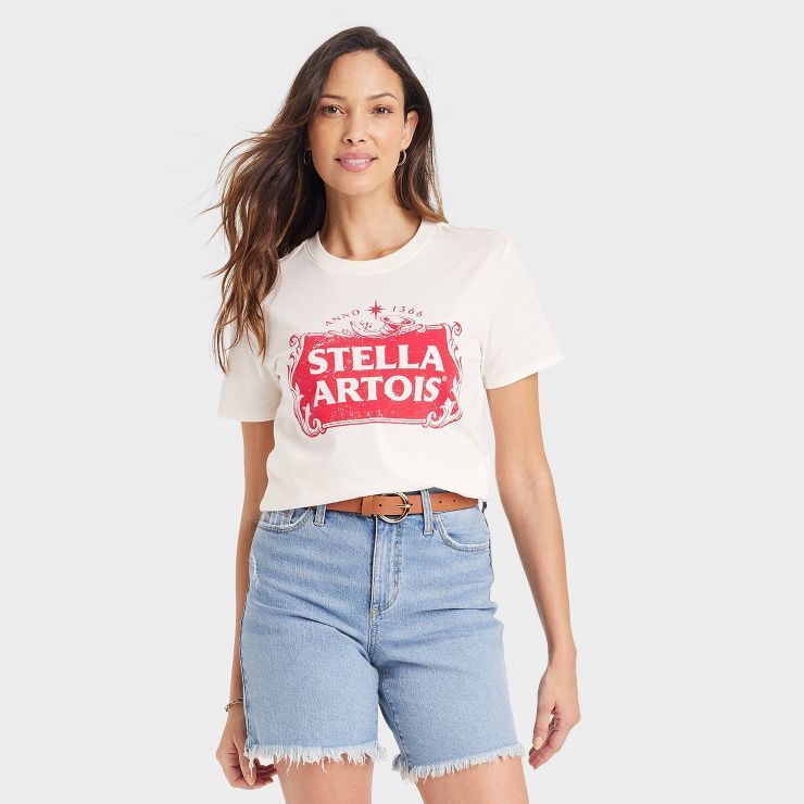 Women's Stella Artois Oversized Short Sleeve Graphic T-Shirt - White | Target