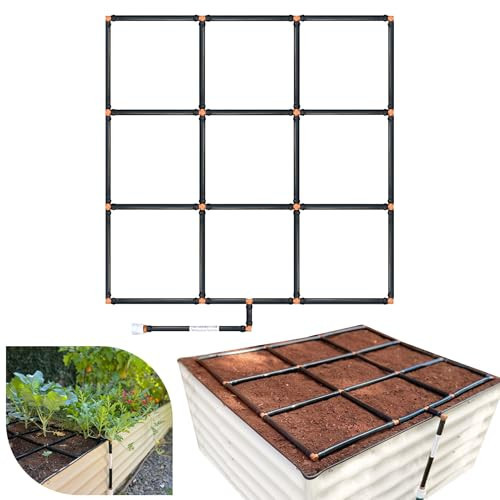Garden In Minutes Drip Irrigation System for Garden, Soaker Hose & Garden Watering System Preassembled Drip Irrigation Kit, Flower Bed Sprinkler, Garden Irrigation System Kit - 3x3 (33.5"x33.5") | Amazon (US)