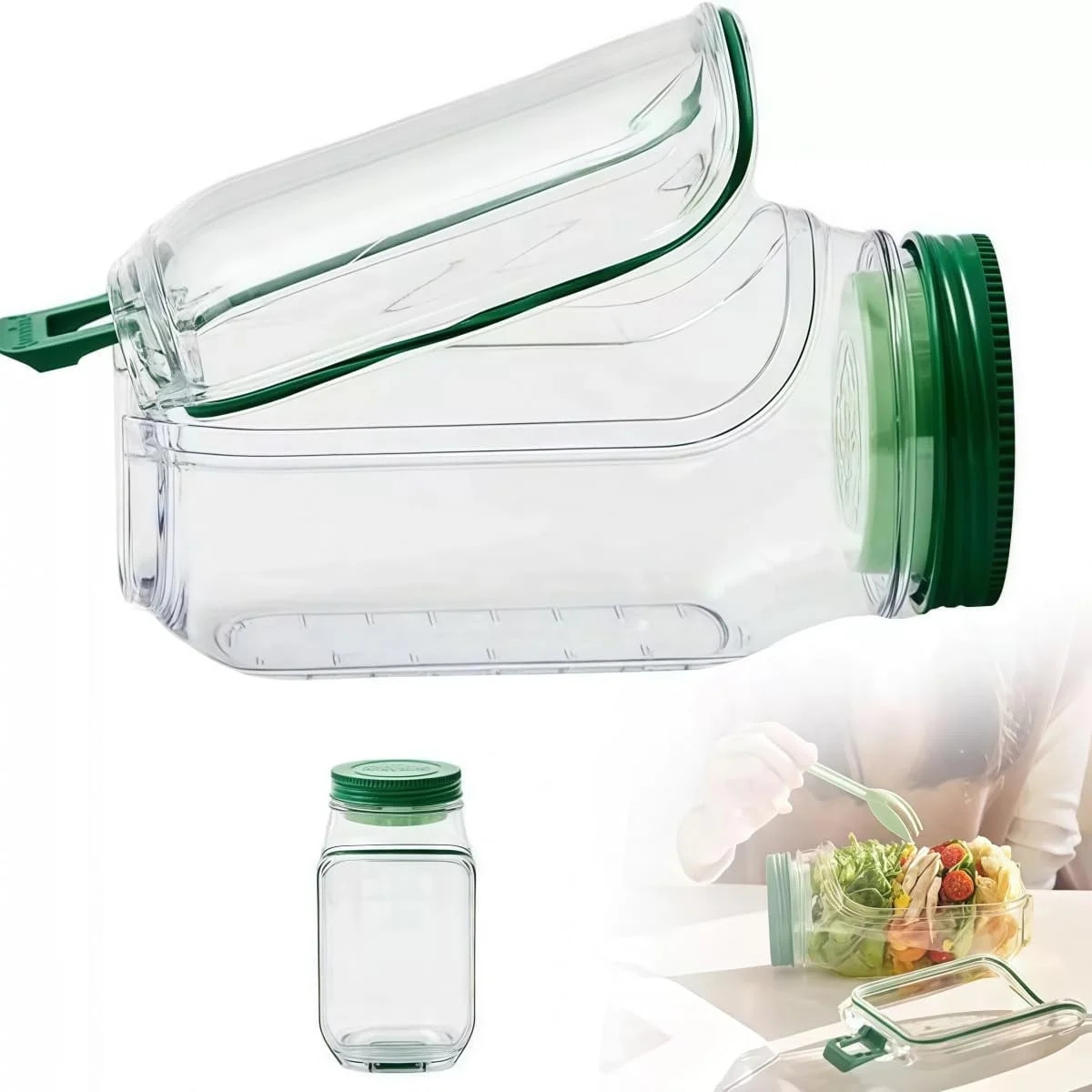 Salad Jar, Mason Portable Salad Jar with Side Opening Design and Leakproof Dressing Compartment, ... | Walmart (US)
