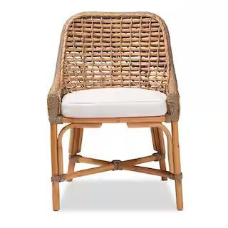 Kyle White and Natural Brown Side Chair | The Home Depot