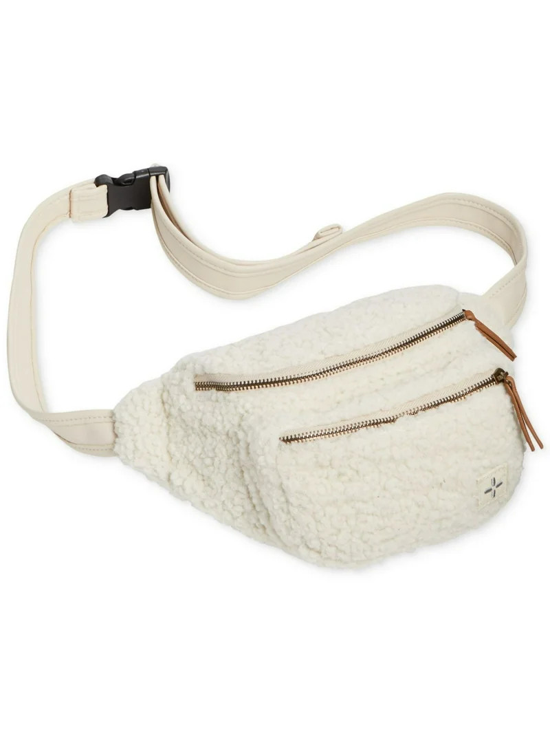 Sun + Stone Kieran Fleece Waist Pack Belt Bag, White | Walmart (US)