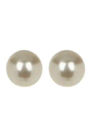 NORDSTROM RACK 12mm Sterling Silver Faux Pearl Stud Earrings in White/silver at Nordstrom Rack | Nordstrom Rack