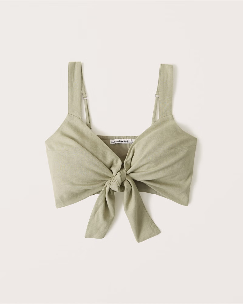 Tie-Front Wide Strap Linen Set Top | Abercrombie & Fitch (US)