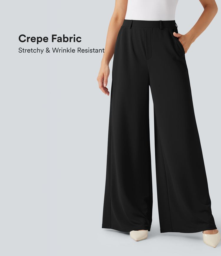 Halara Flex™ High Waisted Palazzo Wide Leg Crepe Work Pants with Pockets | HALARA
