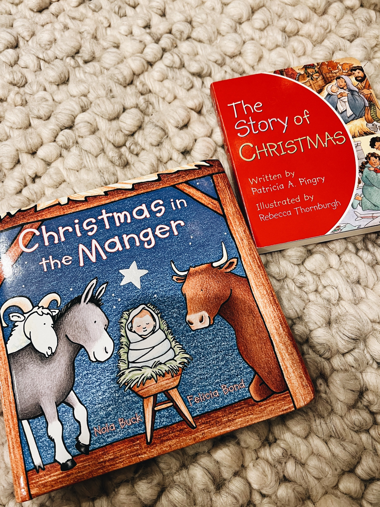toddler books - the story of Christmas 

Christmas in the Manger - super simple, quick breakdown of the donkey, Mary, the star, etc 

The Story of Christmas - a simple story of why we celebrate Christmas and what resonates with Logan when he acts out the story with his nativity scene 



#LTKHoliday #LTKSeasonal #LTKkids