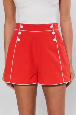 Belle Red Contrast Trim Shorts | Avara