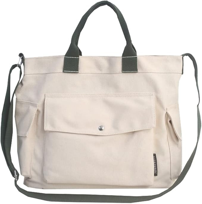 Canvas Tote Bag with Pockets for Women Crossbody Bag Canvas Shoulder Bag Work Tote Bag Hobo Handb... | Amazon (US)