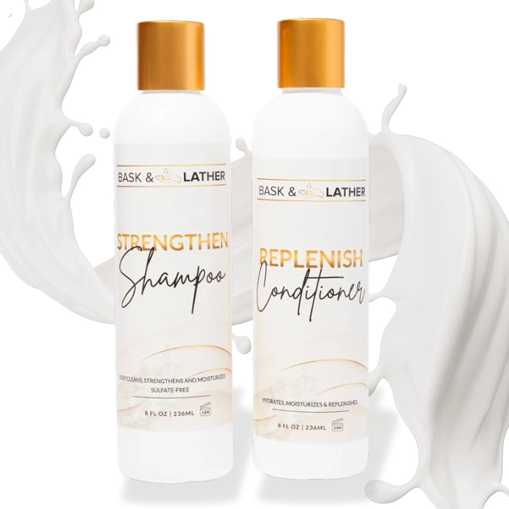 BASK & LATHER Strengthen Shampoo & Replenish Conditioner Set – Natural Hair Growth & Repair Duo... | Amazon (US)