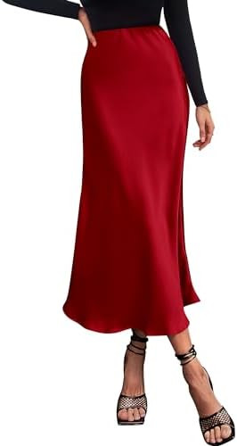 BTFBM 2025 Womens Summer Fall Long Satin Skirt Silk Elegant High Waist Cocktail Party Wedding Flo... | Amazon (US)