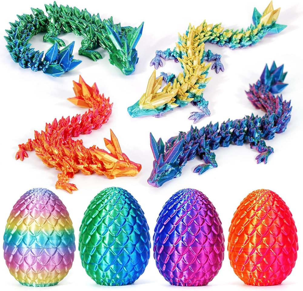 4PCS 3D Printed Easter Dragon Egg - Perfect Basket Essentials Stuffers, Prefilled Easter Eggs Fil... | Amazon (US)