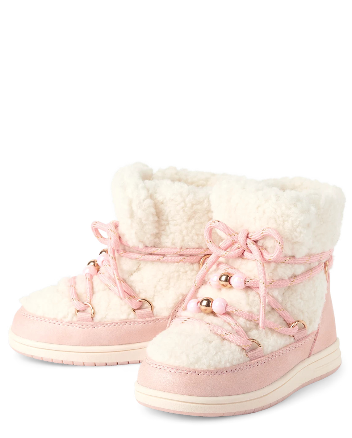 Toddler Girls Sherpa Bungee Booties - pink | The Children's Place