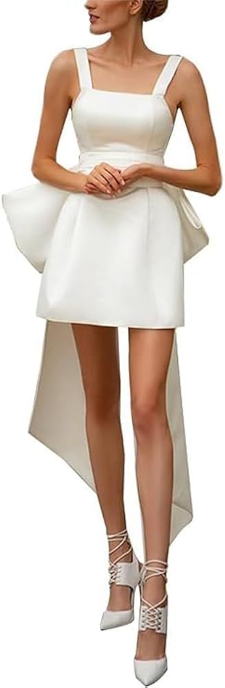 Sweetheart Short Wedding Dress for Bride Detachable Sleeves Boho Wedding Dress Tulle Bridal Gown | Amazon (US)