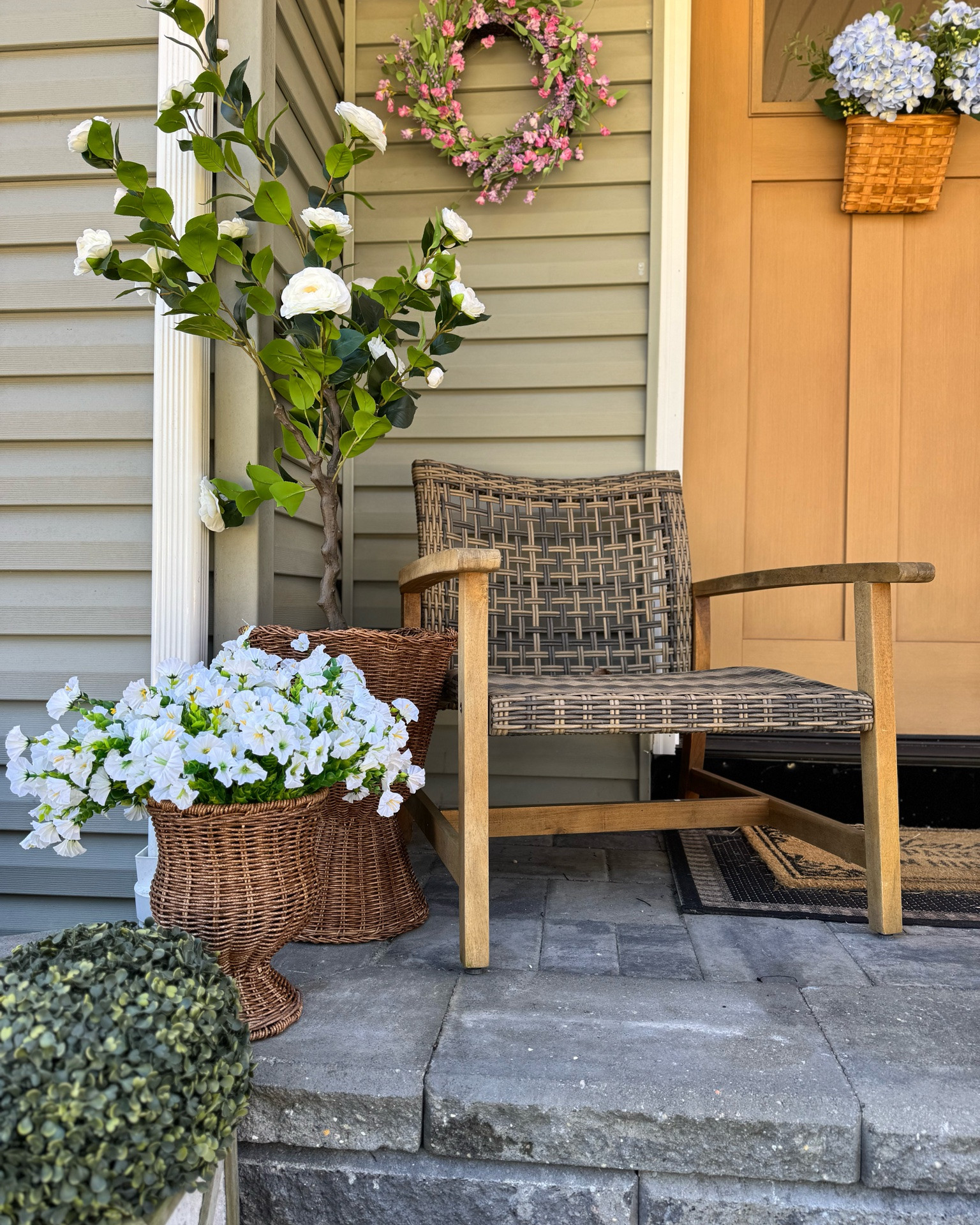 Outdoor Living Inspo with faux florals

#LTKOver40 #LTKHome #LTKSeasonal