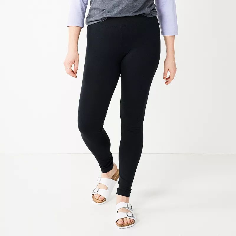 Women's SONOMA Goods for Life Jersey Midrise Leggings, Size: Small Short, Black | Kohl's