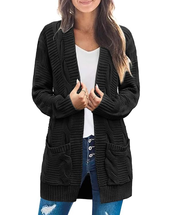 MEROKEETY Women's 2025 Long Sleeve Cable Knit Cardigan Sweaters Open Front Fall Outerwear Coat Po... | Amazon (US)