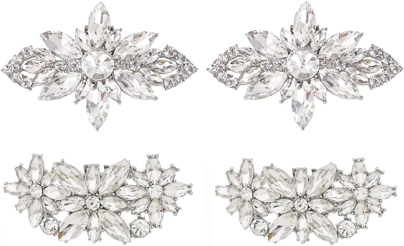Polkar 2 Pairs Decorative Shoe Clips Jewelry Crystal Decoration Charms Wedding Party Accessories | Amazon (US)