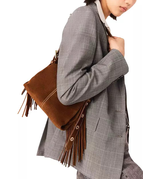 Maje Miss M Mini Fringed Suede Crossbody Bag | Bloomingdale's Handbags | Bloomingdale's (US)
