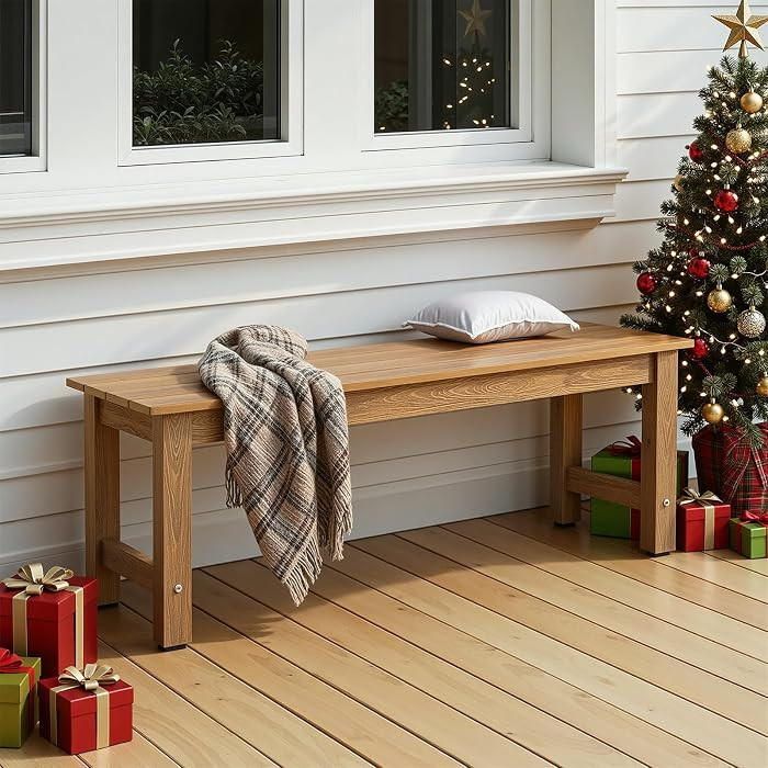 ONBRILL Outdoor Bench, 2-Person Poly Lumber Garden Bench, All-Weather Patio Bench Will not Rot an... | Amazon (US)