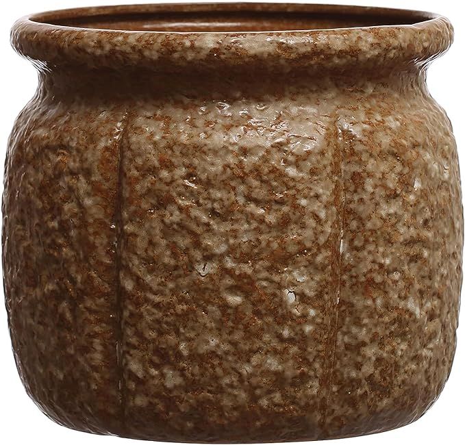 Creative Co-Op 7.75 Round Textured Stoneware Reactive Glaze, Holds 7 Inches Pot, Brown Planter | Amazon (US)
