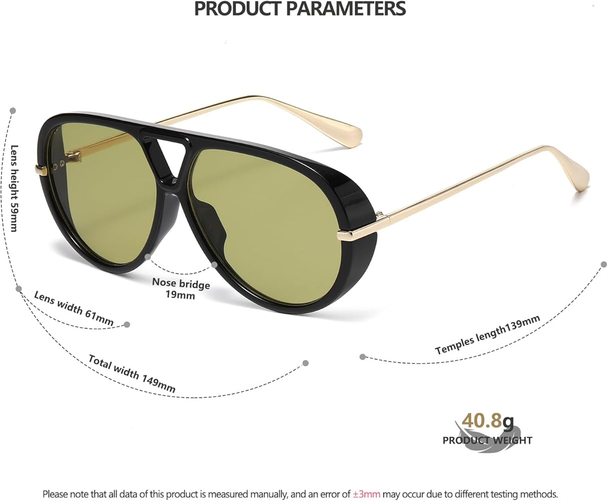 LASPOR Trendy Oversized Aviator Sunglasses for Women Men Large Vintage Shades | Amazon (US)