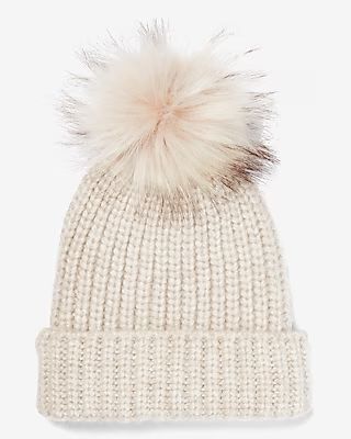 Ribbed Knit Pom Beanie | Express