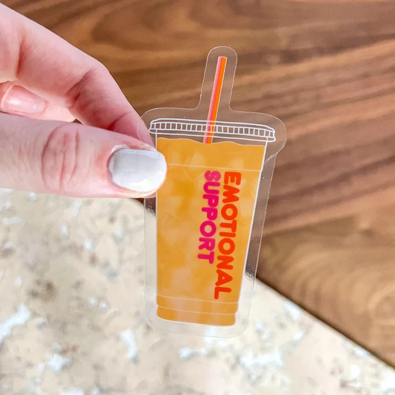 Emotional Support Iced Coffee Sticker, Dunkin Iced Coffee Waterproof Sticker for Tumbler, Ben Aff... | Etsy (US)