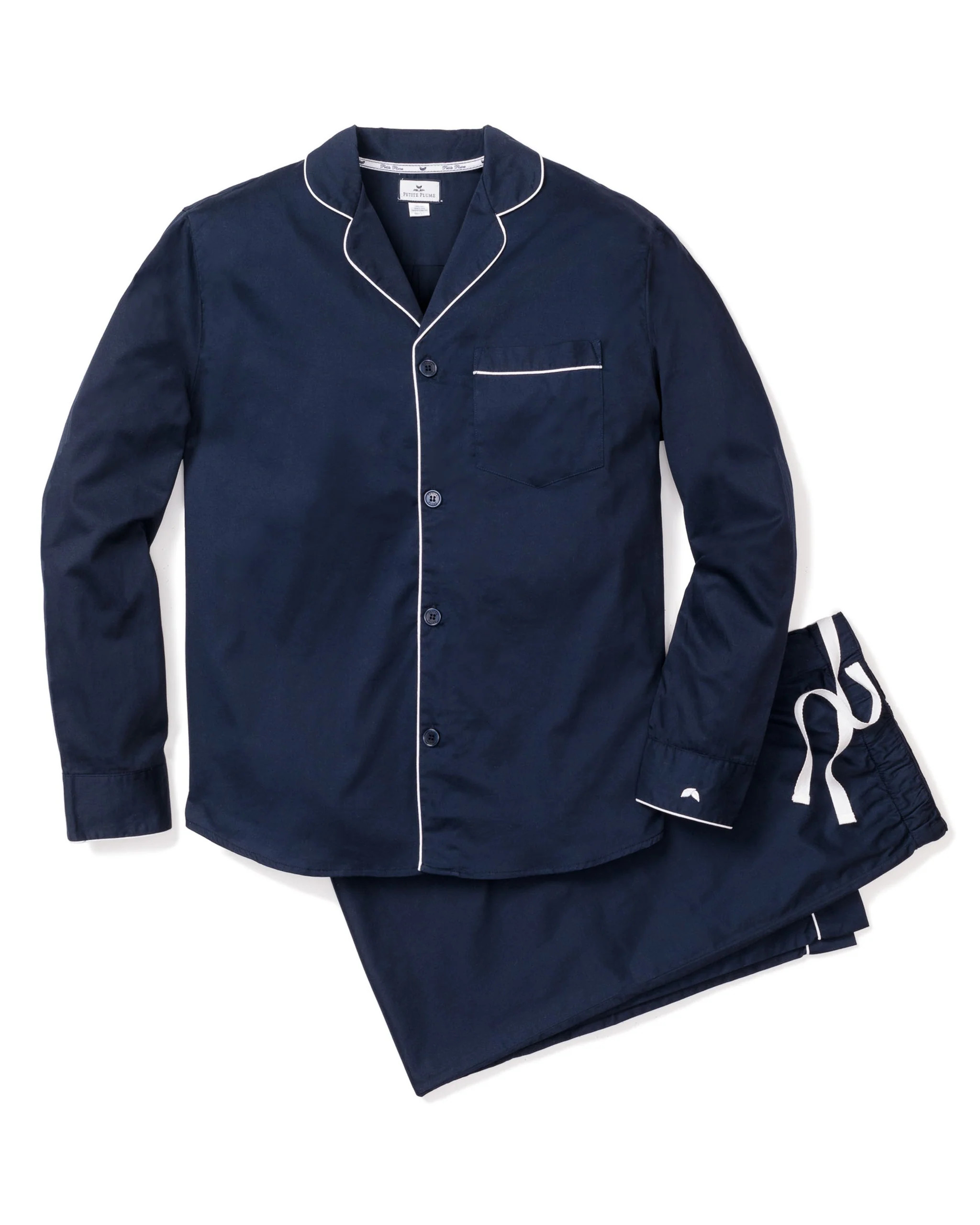 Men's Flannel Pajama Set in Navy | Petite Plume