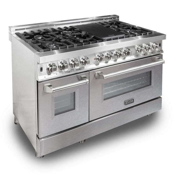 ZLINE 48" Dual Fuel Range - DuraSnowÂ® Stainless Steel Door (RA-SN-48) (DuraSnow Stainless Steel) | Bed Bath & Beyond