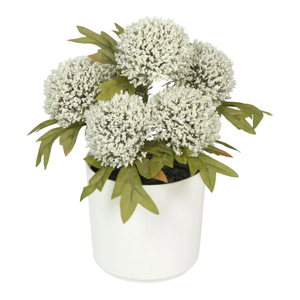 Mainstays Fall 8.5" Artificial White Thistle Greenery Plant in White Pot | Walmart (US)