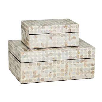 Grayson Lane 2-Pack Off-white Shell Coastal Decorative Box | Lowe's