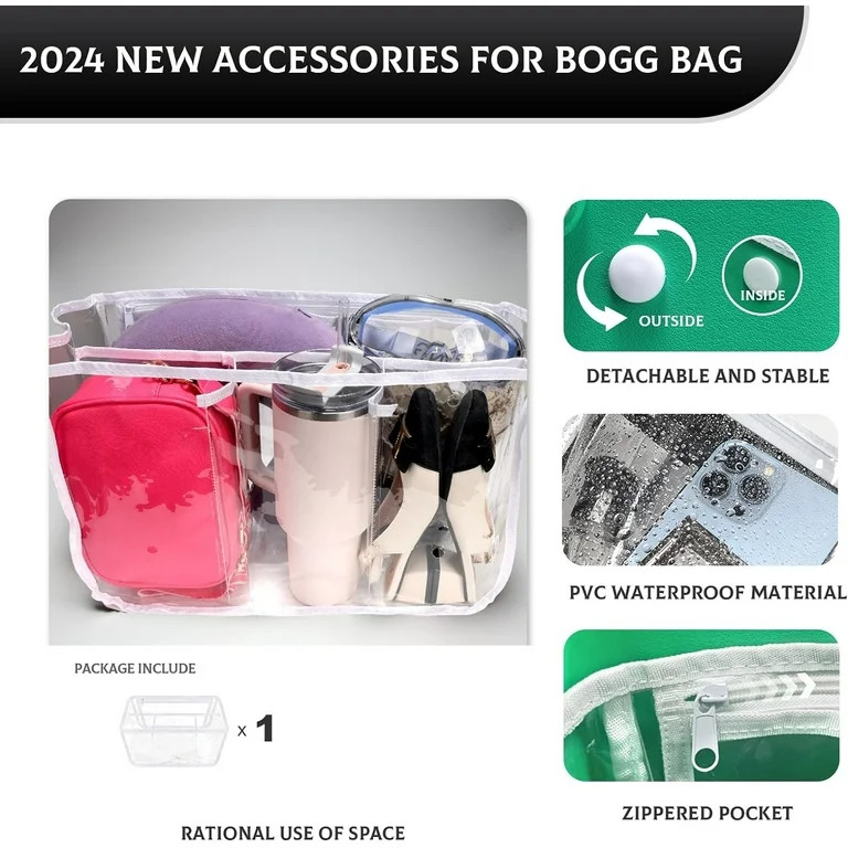 Clear Beach Bag Organizer, Accessories for Bogg Bag Waterproof Insert Divider Pouch PVC Storage B... | Walmart (US)