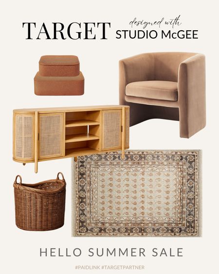 Target Hello Summer Sale, upholstered barrel chair, area rug, console table, woven backer, decorative box

#LTKHome #LTKSaleAlert #LTKOver40