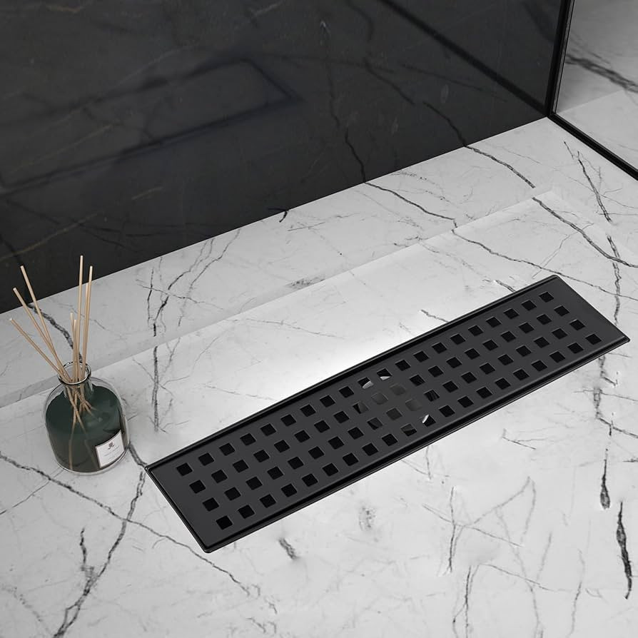 12 Inch Linear Shower Drain Matte Black, Rectangular Shower Floor Drain Kit 304 Stainless Steel, ... | Amazon (US)