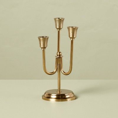 3ct Staggered Metal Taper Candelabra Antique Brass - Hearth & Hand™ with Magnolia | Target