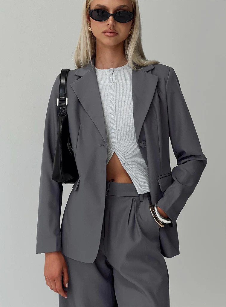 Relaxed Blazer Charcoal | Princess Polly US