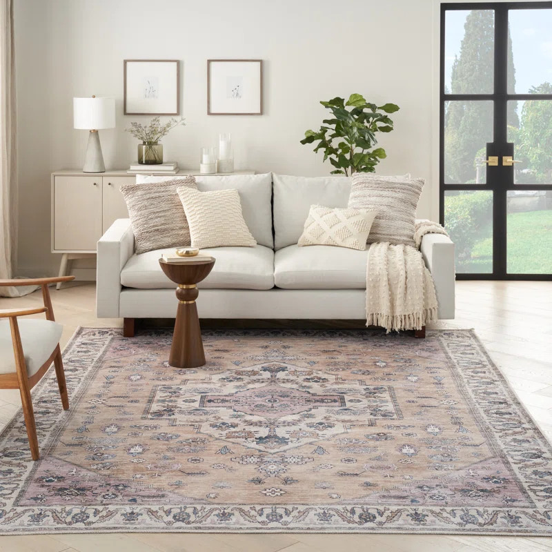 Liggins Oriental Machine Washable Polyester Area Rug | Wayfair North America