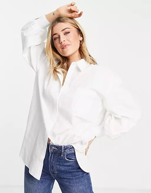 Miss Selfridge poplin oversized shirt in white | ASOS (Global)