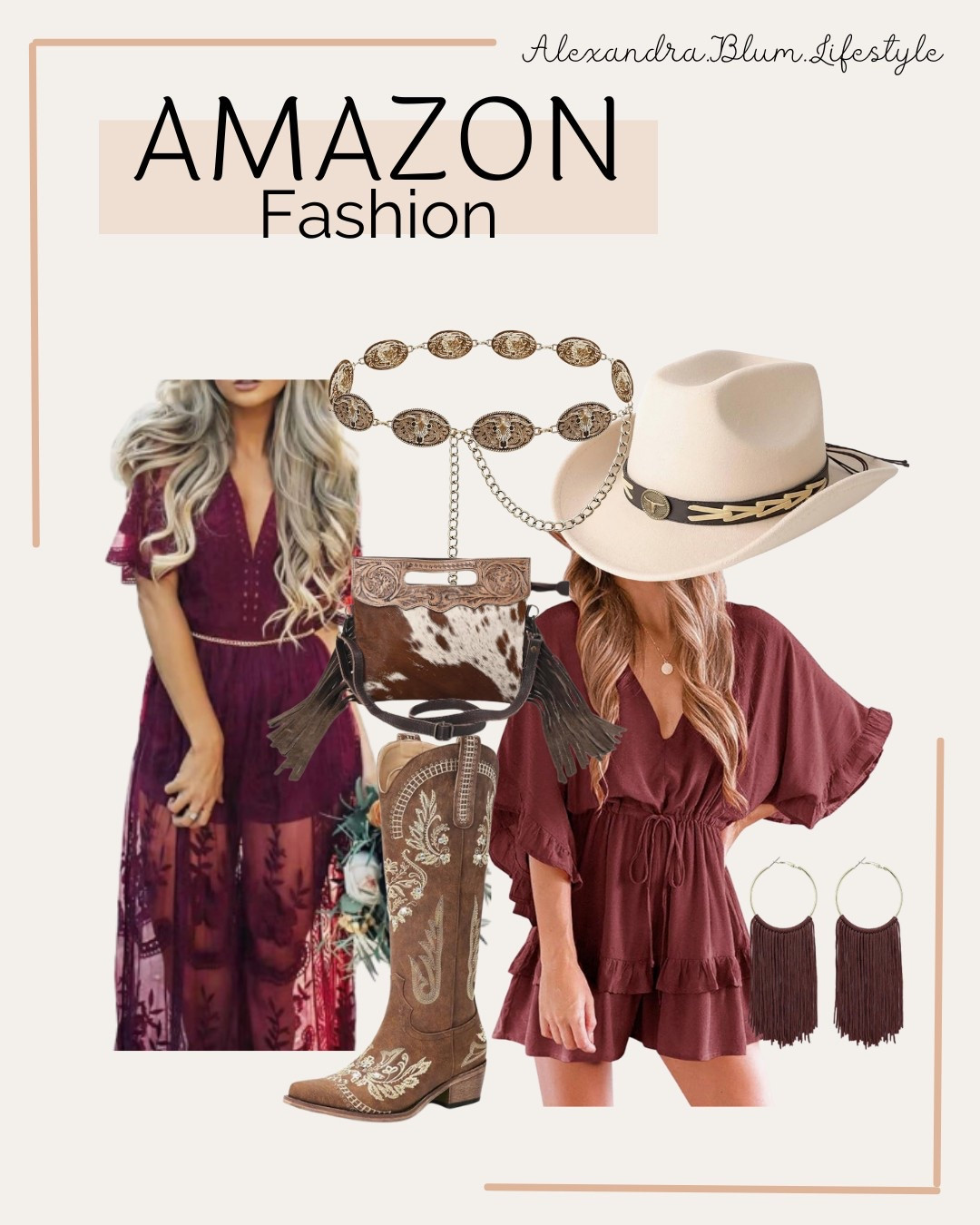 Amazon outfit idea!! Country western style dress, knee high western boots, tan crossbody purse, fringe feather earrings, and cream western cow girl hat!! Cute western style outfit idea! Country concert outfit idea!

#LTKItBag #LTKFindsUnder50 #LTKSummerEdit