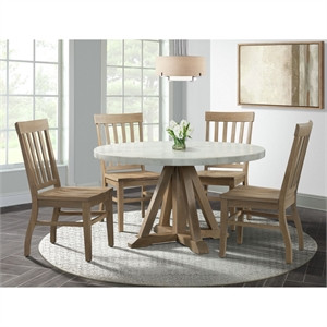 Picket House Furnishings Liam Round 5PC Dining Set-Table & Four Chairs | Cymax