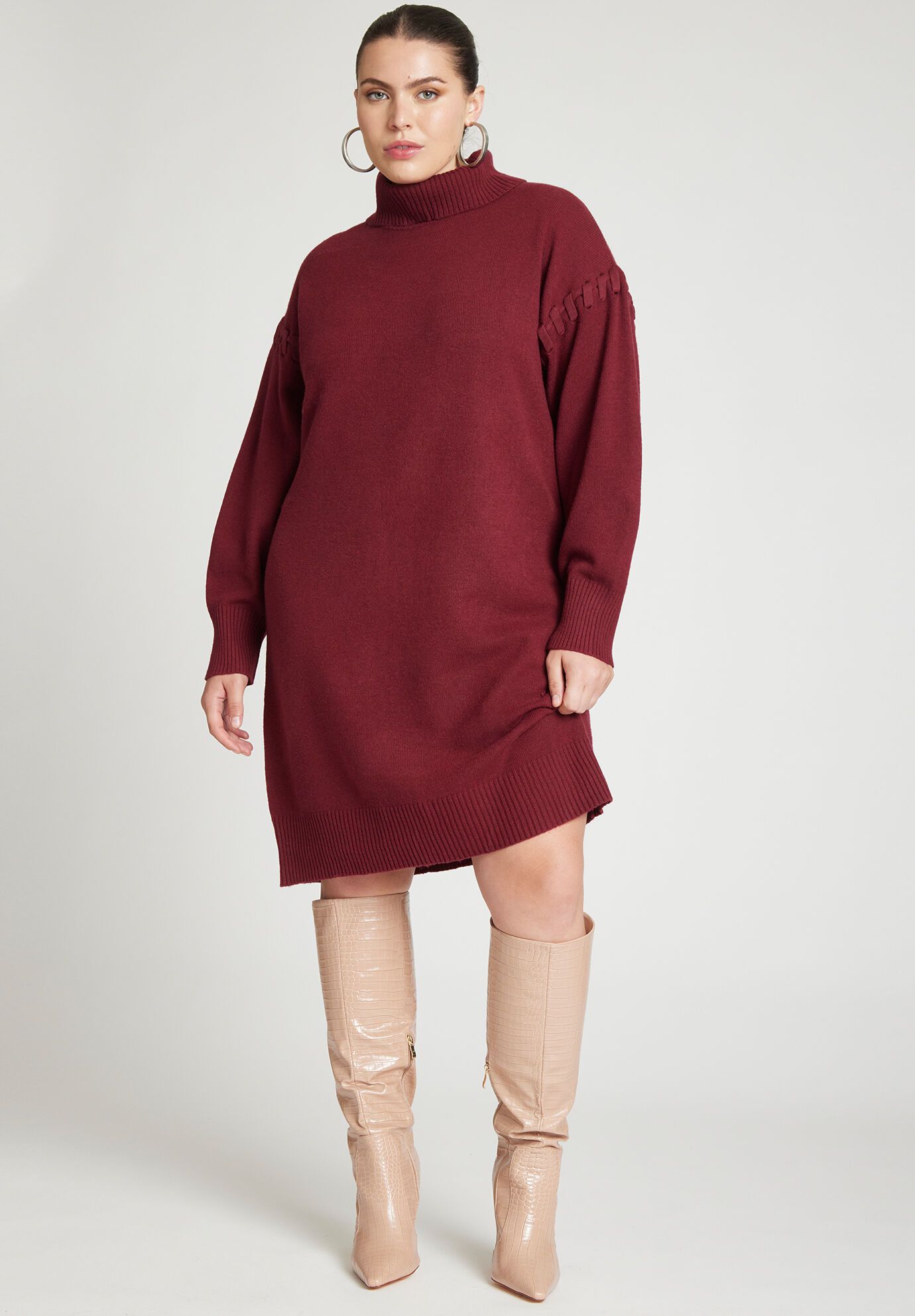 Sweater Mini Dress With Lace Detail | Eloquii