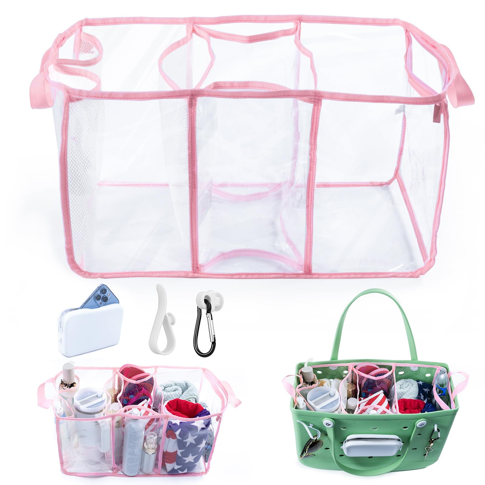 AMOIGEE Clear Beach Bag Organizer Insert with 3pcs Accessories Compatible with Bogg Bag (Large), ... | Amazon (US)