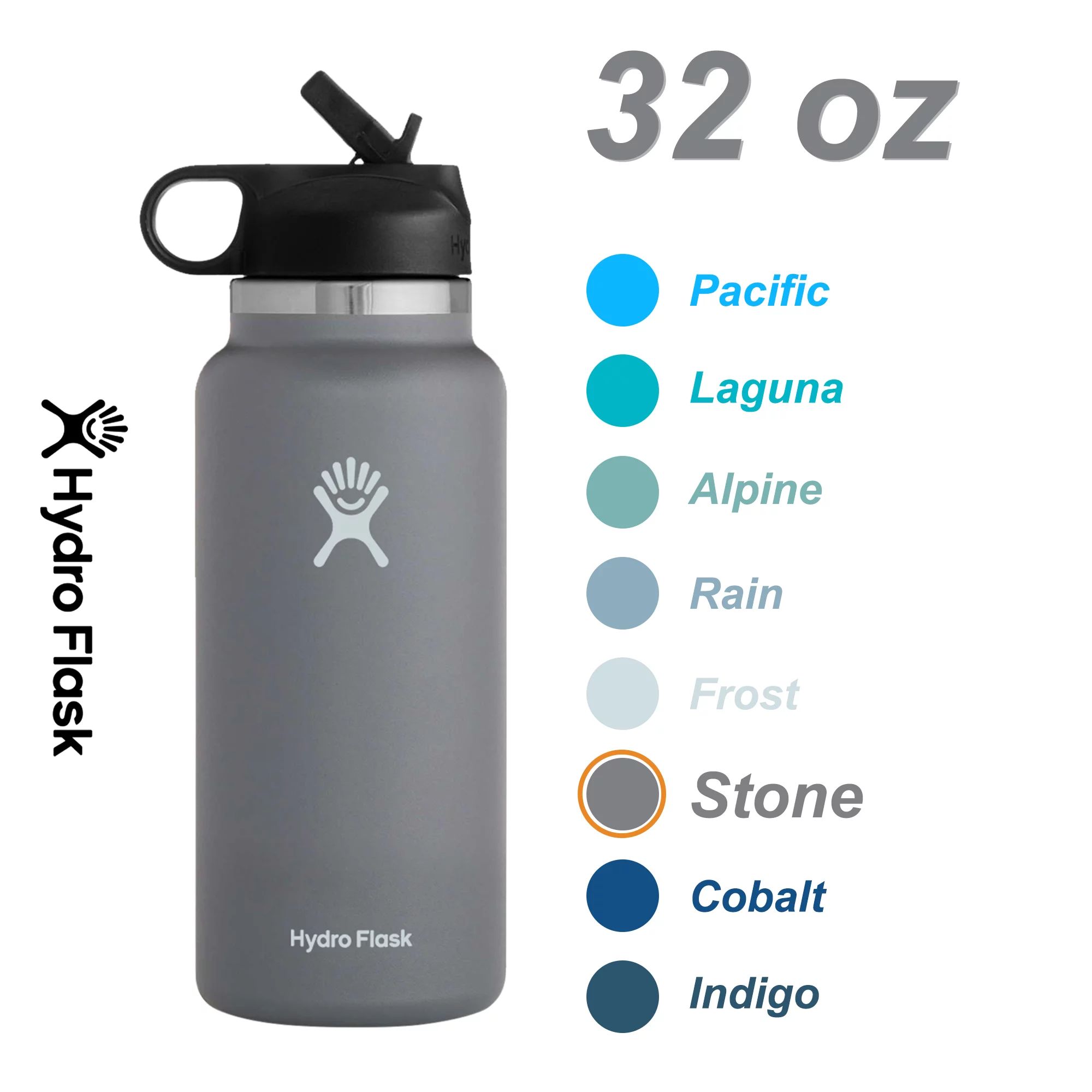 Hydro Flask 32OZ Wide Mouth 2.0 Water Bottle, Straw Lid, Multiple Colors - Stone, New Design | Walmart (US)