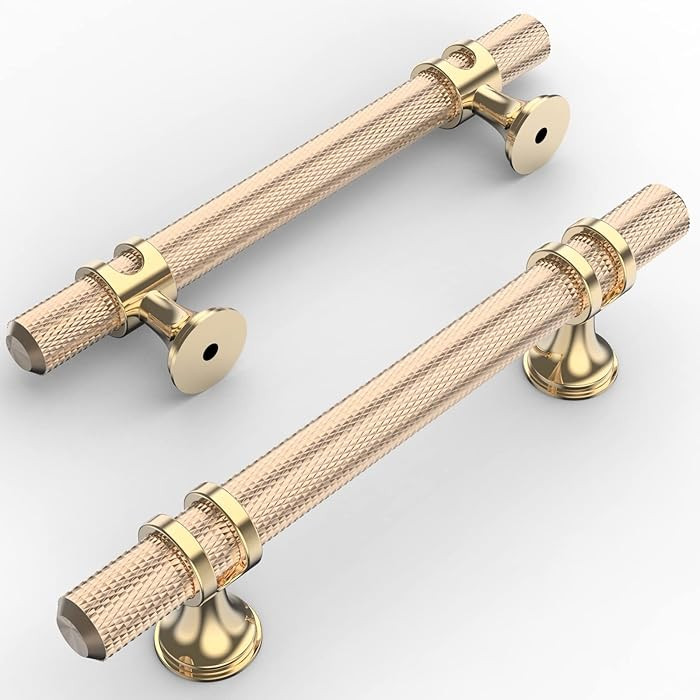 Amerdeco 10 Pack Knurled Gold Cabinet Pulls 5.9 Inch Length (3.75 Inch Hole Center) Brushed Brass... | Amazon (US)